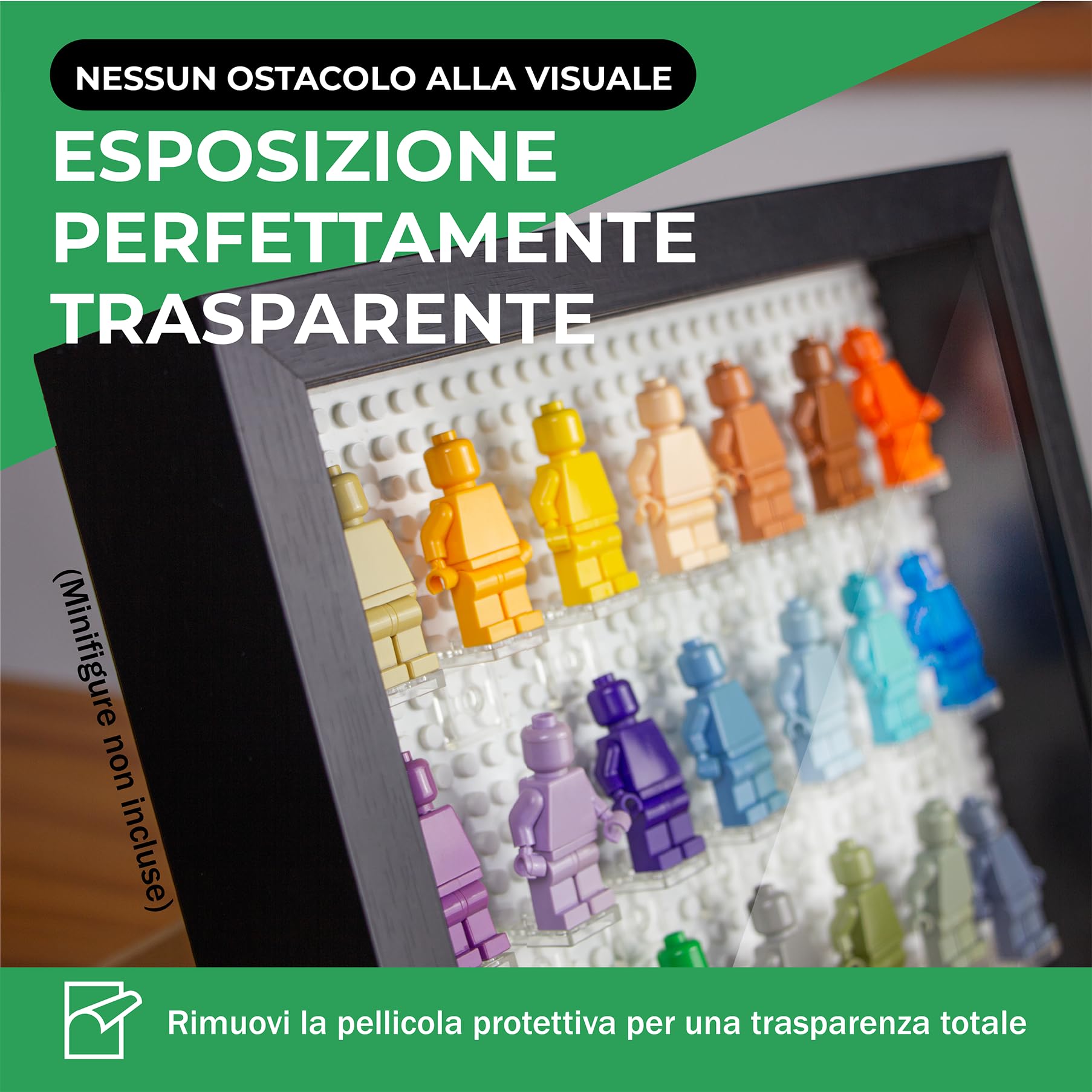 Tapeera Espositore da Parete Compatibile con Minifigure Lego – Espositore Minifigures – Vetrina Espositiva per Collezionismo – Vetrina da Parete o da Tavolo – Base Bianca – Contiene 28 Minifigure