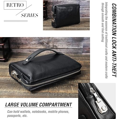 Vista 34 de Funda de piel de grano superior para hombre y mujer, múltiples bolsillos/ranuras, RFID de gran capacidad para tarjetas, cheques, dinero, pasaporte