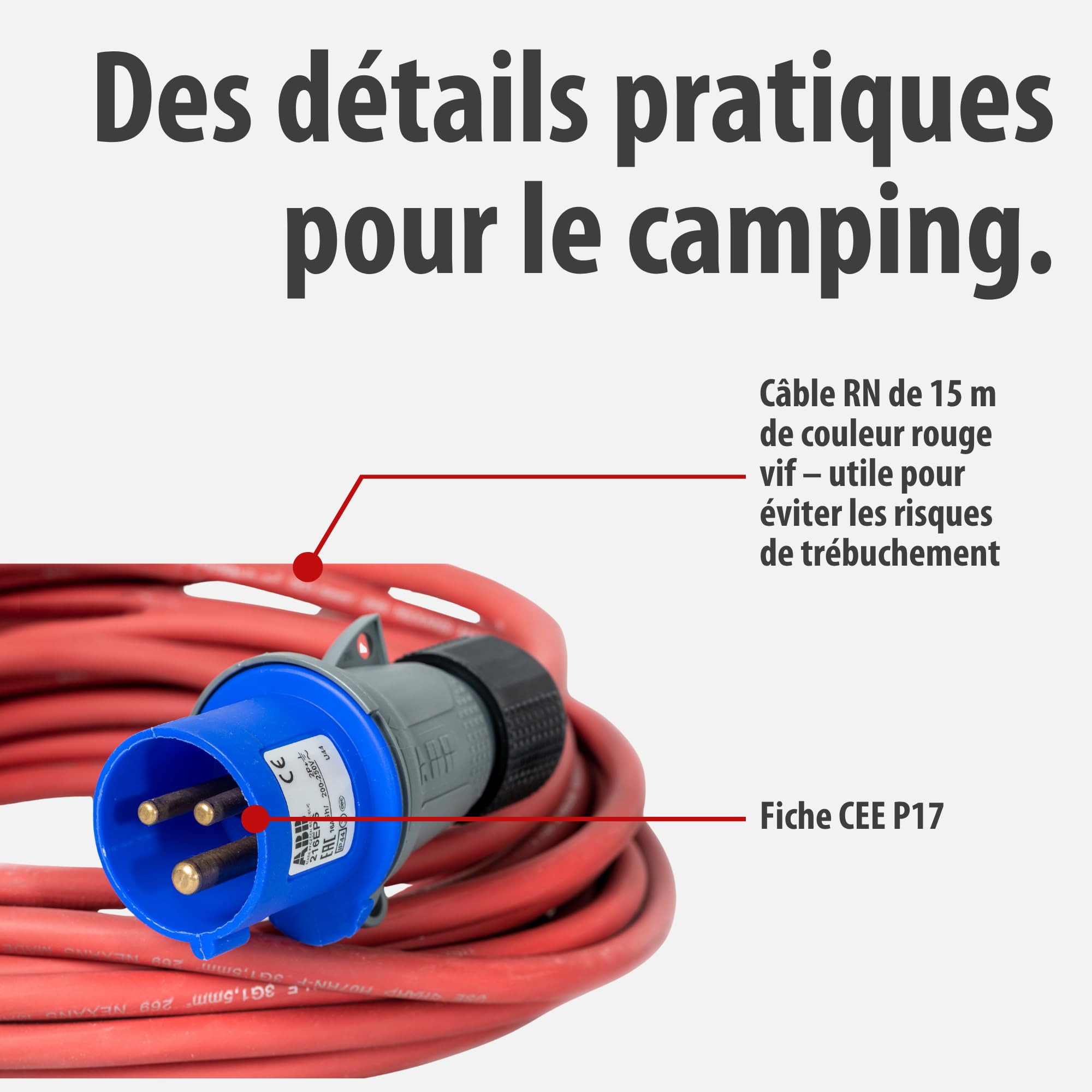 Brennenstuhl Rallonge électrique/Prolongateur électrique pour Camping-Cars, caravanes, Bateaux, commerces ambulants (15m H07RN-F 3G1,5, en extérieur), fabriquée en France
