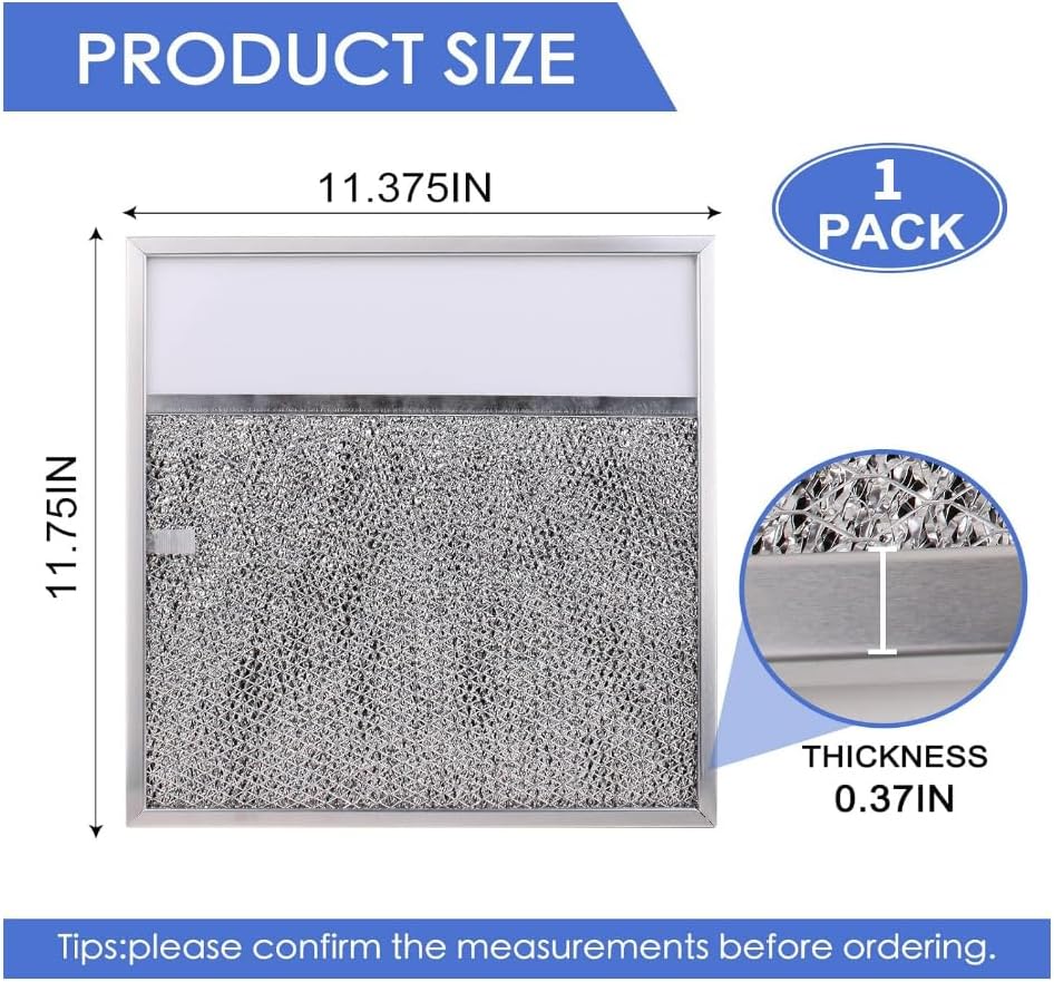 Miniatura 2 de Filtro de campana extractora Filtro de aluminio con lente ligera 11-12 X 11-34 X 38 - Marco de aluminio grueso para Broan R610045, R610050,