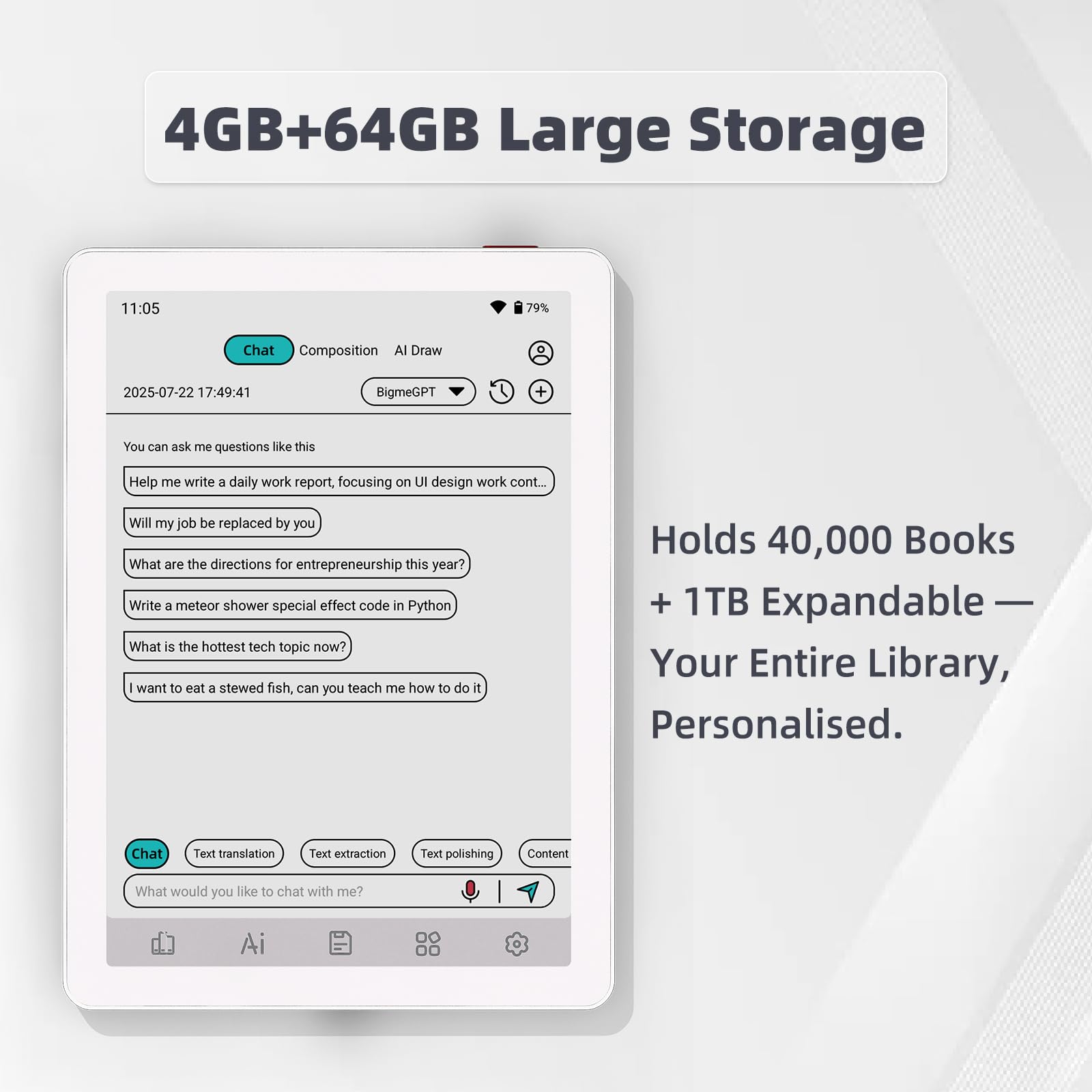 Bigme B6 - Tablet de 6 pulgadas a color, lector de documentos electrónicos, Android 14, con 4 GB + 64 GB de memoria (blanco)