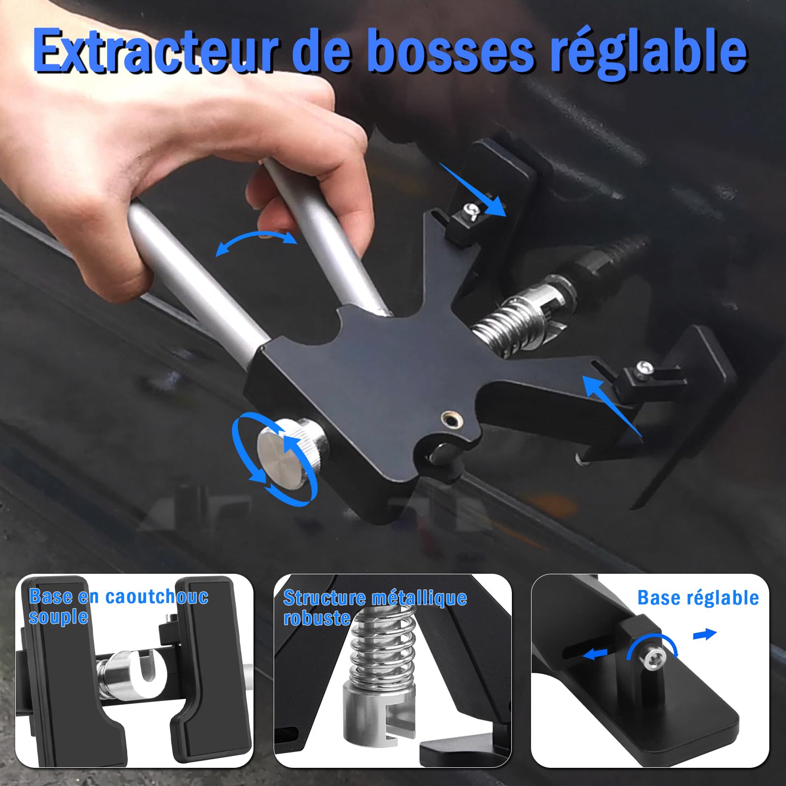 PDR TOOLS - Kit de eliminación de abolladuras sin pintura para coche - Herramientas de eliminación de abolladuras Carrocería con martillo extractor, ventosas y accesorios, kit de reparación de