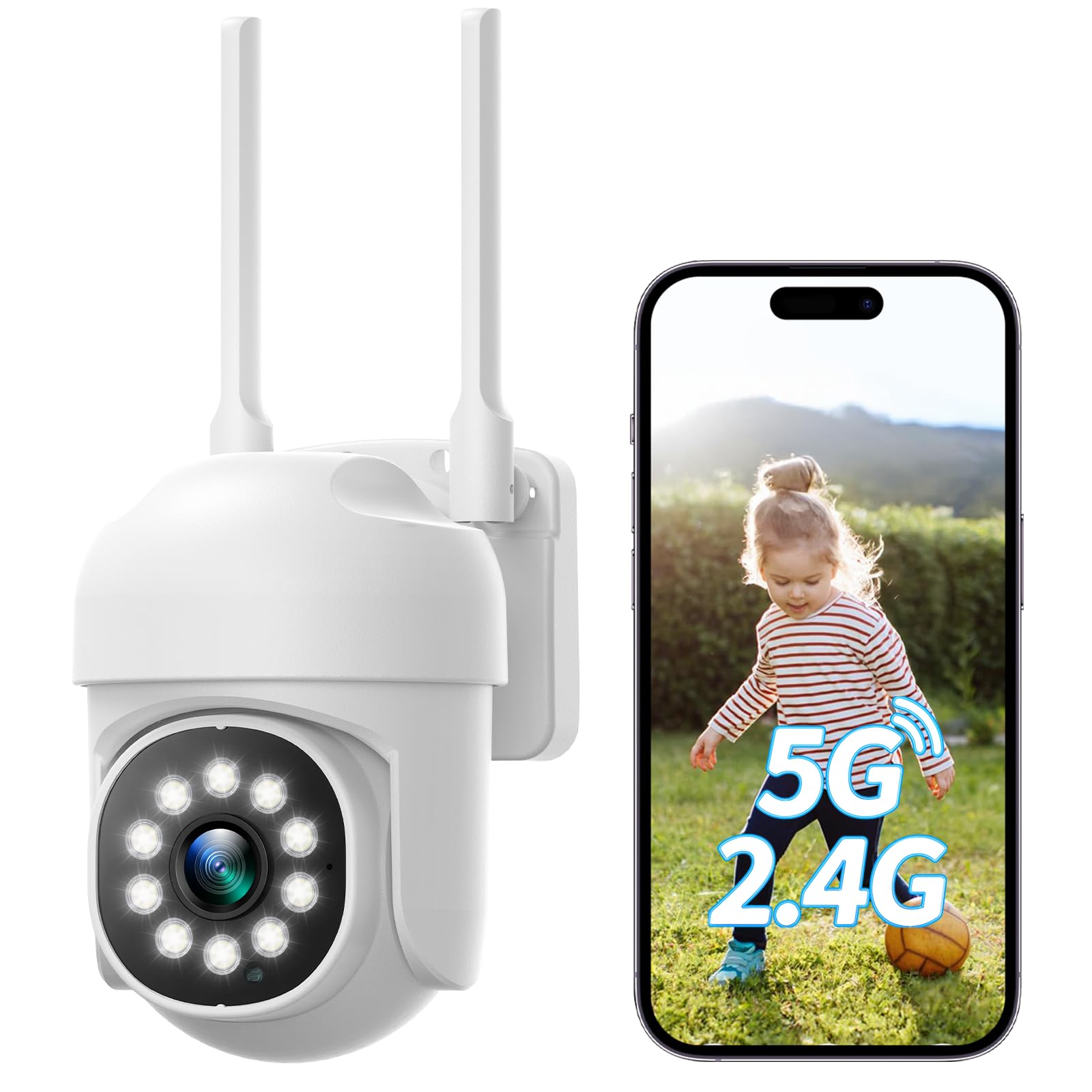 CAMCAMP Telecamera WiFi Esterno, Telecamera Aggiuntiva, Tracciamento Automatico, Registrazione 24/7, Visione Notturna a Colori, 5G wi-fi, Rilevamento Movimento, Solo CAMCAMP WiFi NVR, CloudEye 365 APP