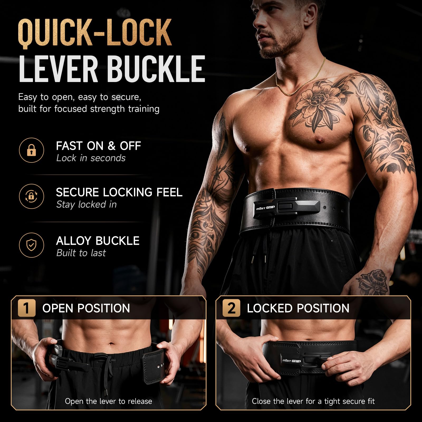 Cintura di sollevamento con leva da 10 mm, in pelle, chiusura rapida, per uomini e donne, sollevamento pesi, cinture da palestra per squat stacchi da terra