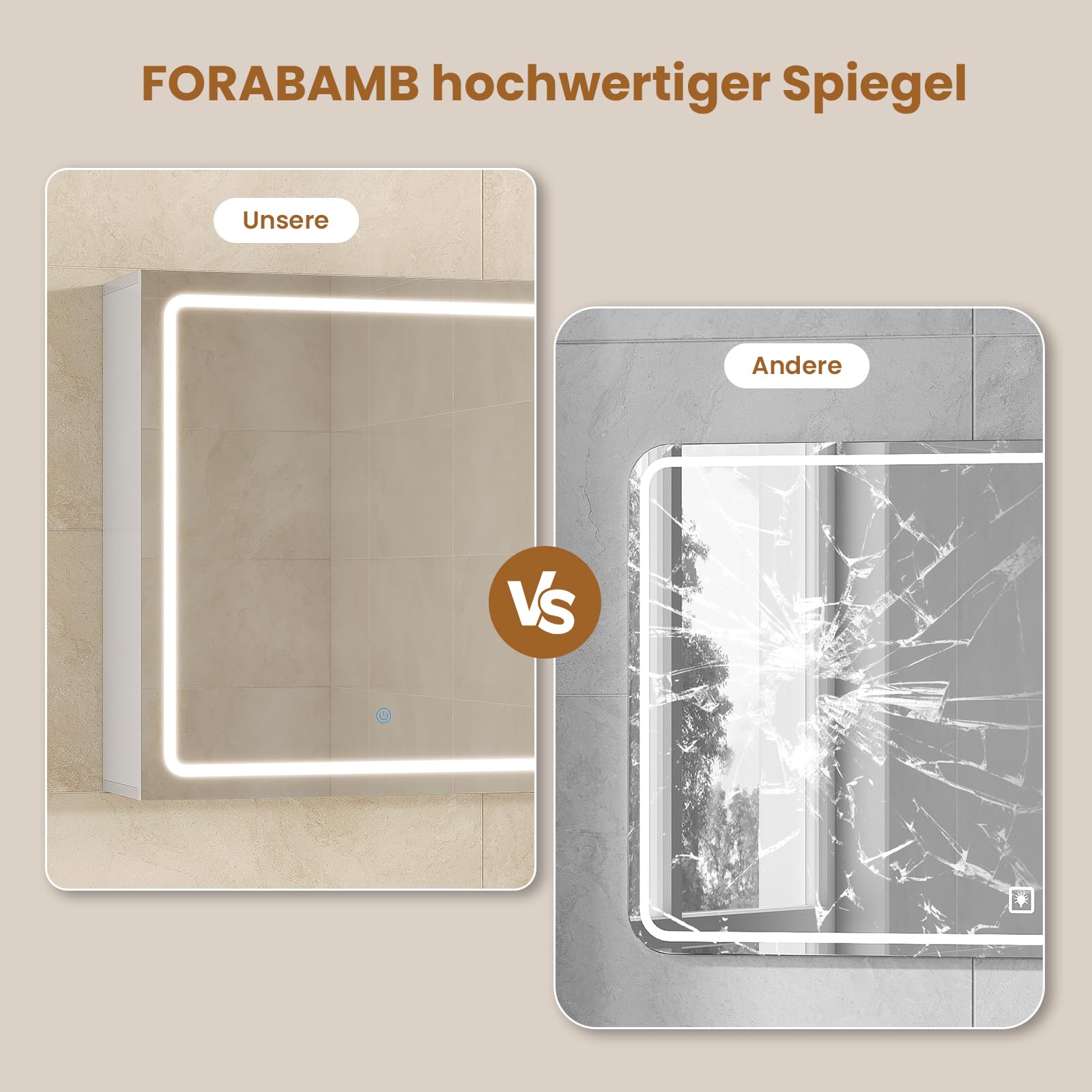 Spiegelschrank Bad 80 cm breit mit LED-Beleuchtung und Steckdose, 16 x 60 x 80 cm, Badezimmerschrank mit HD Spiegel, 3 Verstellbaren Regalen, 3 Farbtemperaturen | Dimmbarer, Badschrank, Weiß