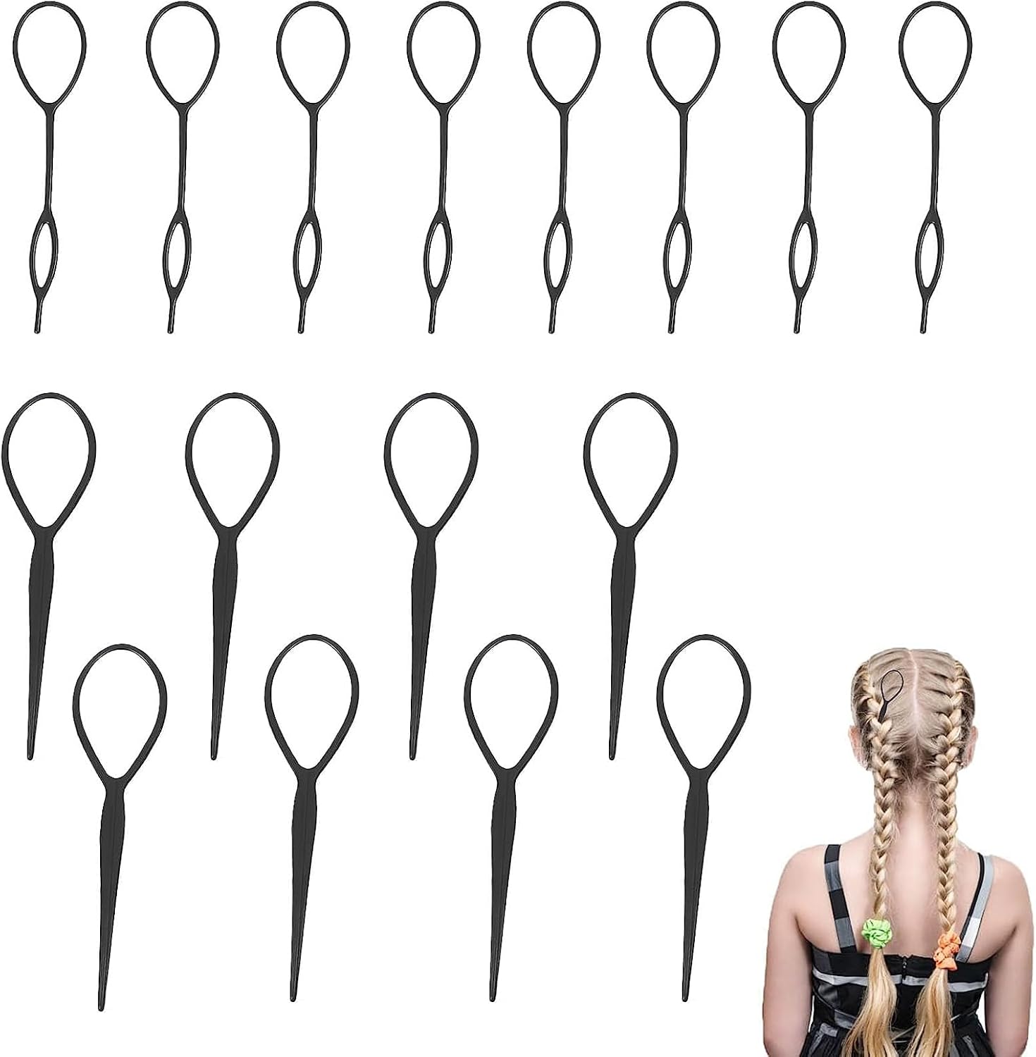 16PCS Hair Looping Tool tail hair tool and Hair Braiding Tool hair