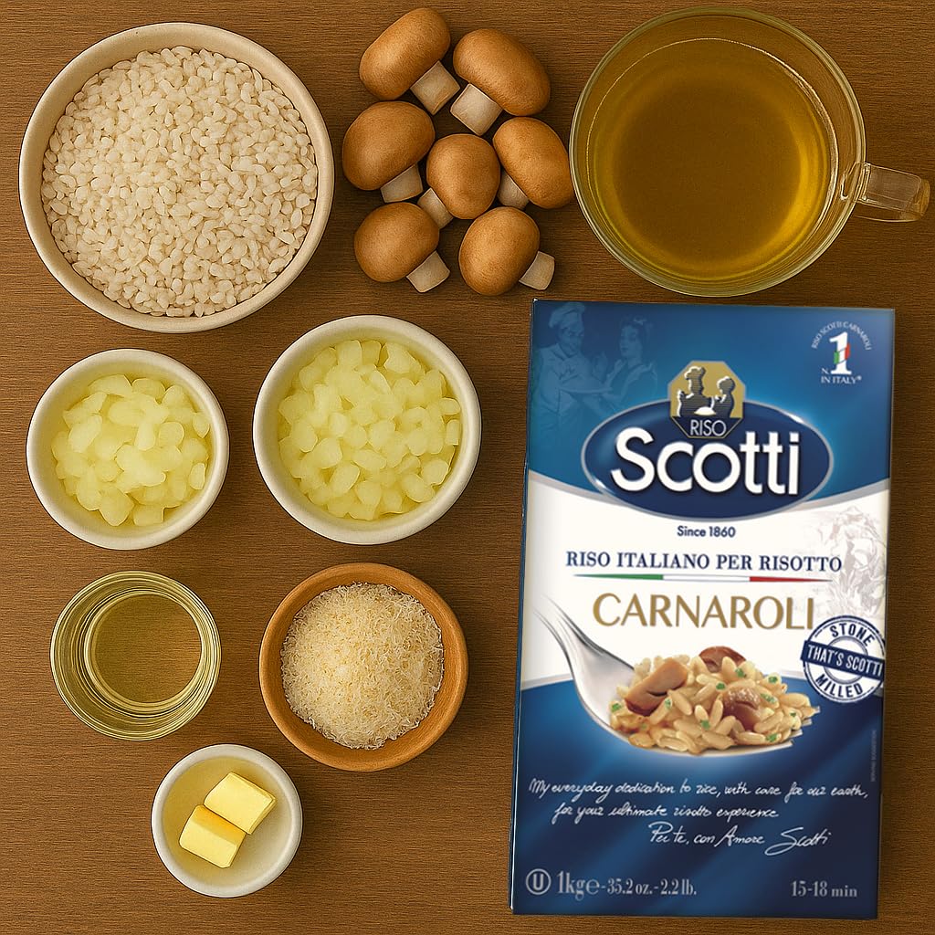 Riso Scotti, Carnaroli Risotto Rice, 2.2 lbs (1 kg), product of Italy, chef selected, gluten free, non-gmo, vacuumed packed (Pack of 2)