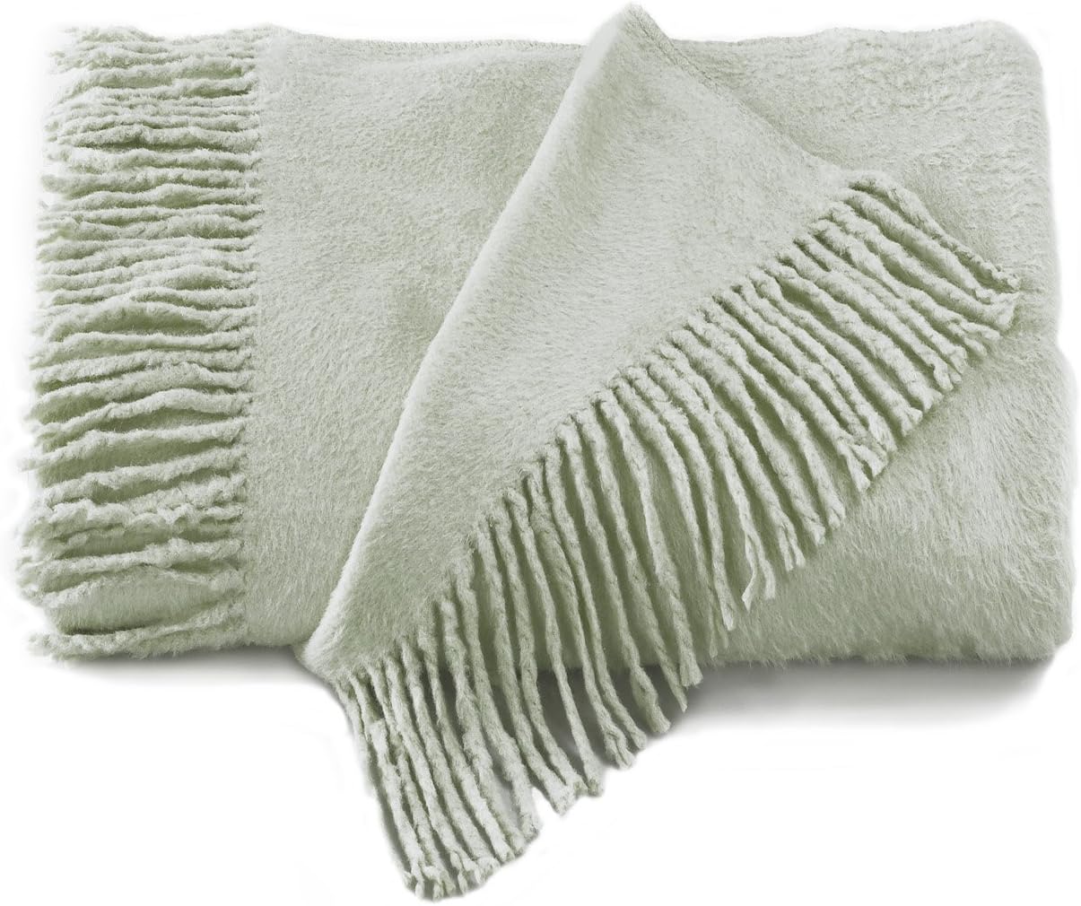 Plush Fringed Throw - Celadon