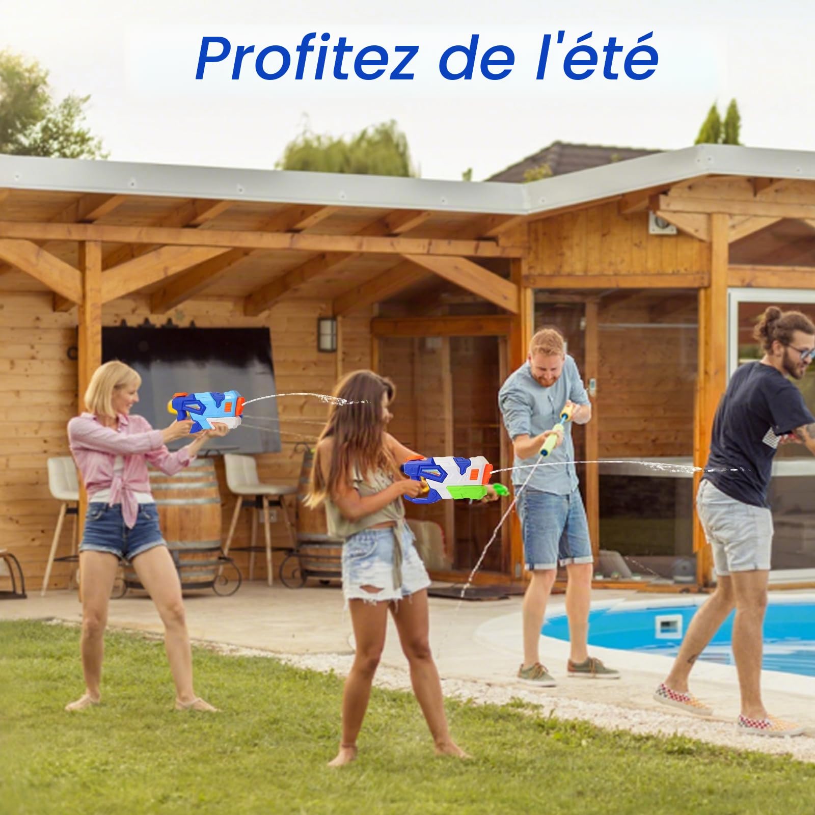 Pistolet a Eau Enfants, 2 Pcs 700ml Haute Capacité Fusil a Eau | avec 10 mètres de portée, pistolets et fusils à eau Jouets d'été pour Adultes pour Les Plein Air, Piscine, Plage