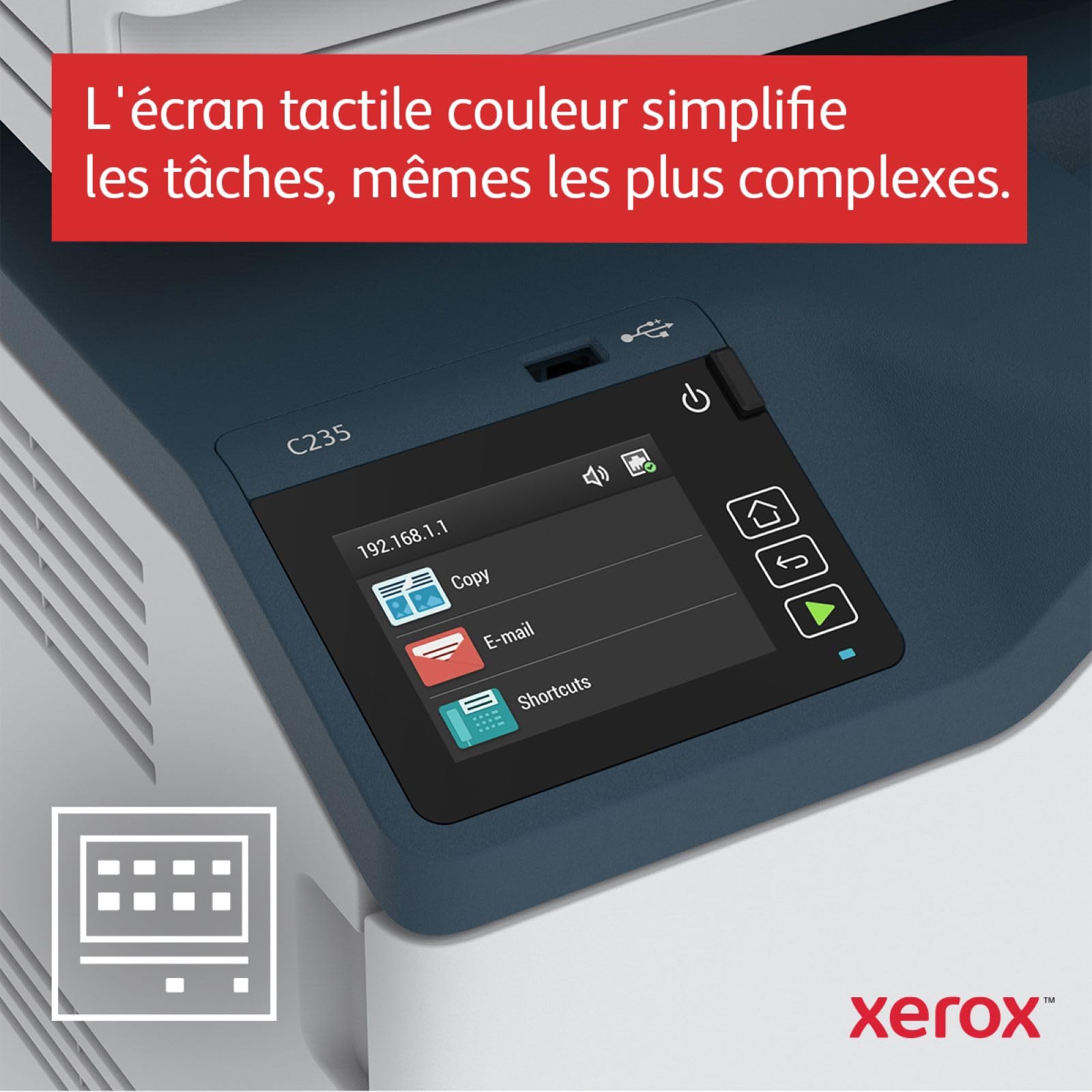 Xerox C235dni A4 22ppm Couleur Imprimante Multifonction Laser Sans Fil avec Impression Recto-Verso - Copie/Impression/Scanner/Fax - Ecran tactile Couleur