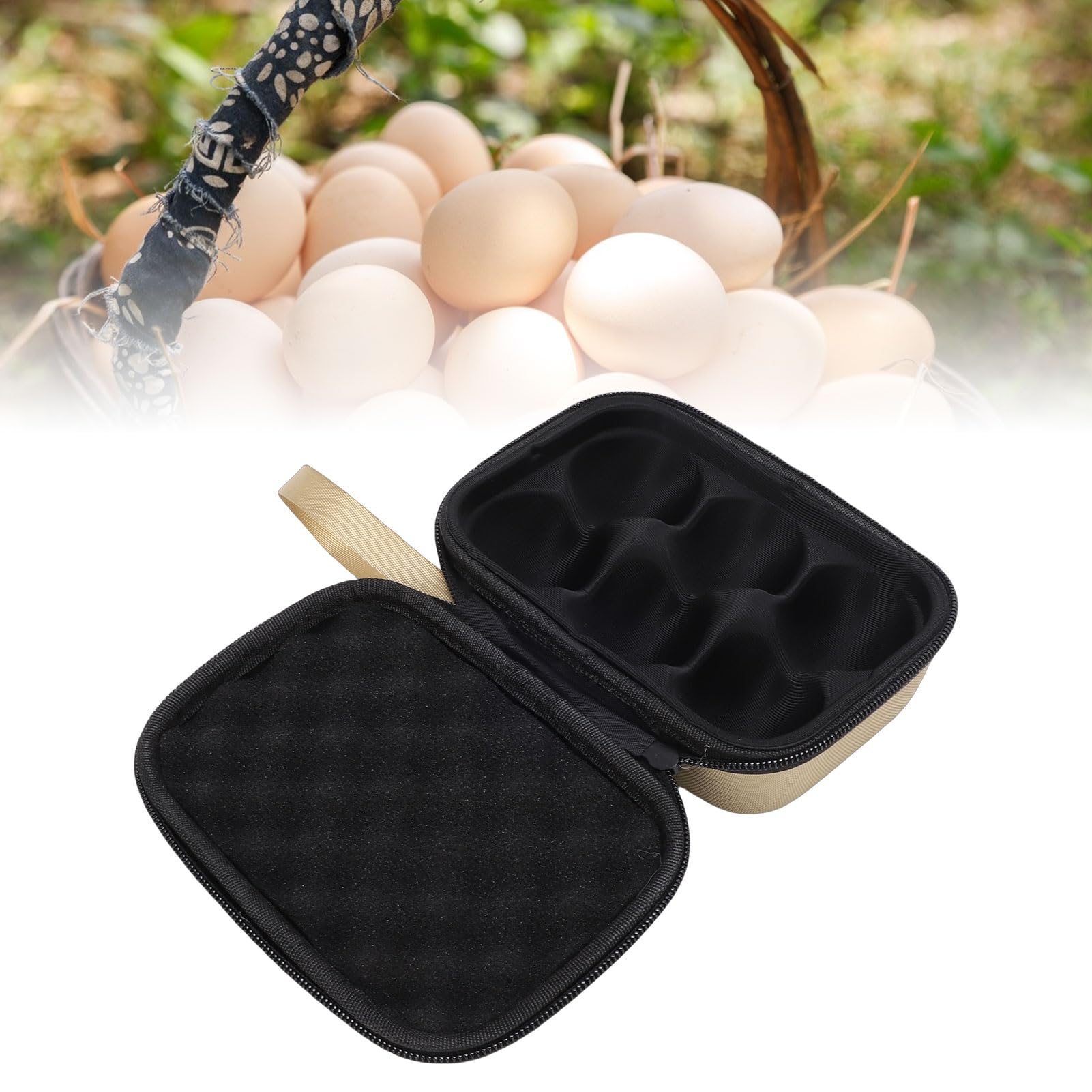 Ejoyous Caja de Huevos Portátil, Tela de Calidad con Forro de EVA que Absorbe los Golpes, Capacidad para 6 Huevos para Acampar Al Aire y Picnics