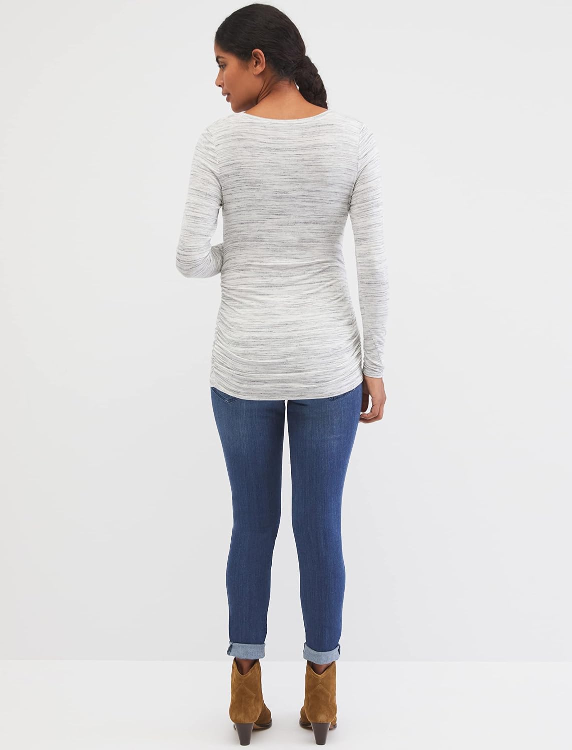 Motherhood Maternity Womens Long Sleeve V-Neck Side Ruched Tee Shirt