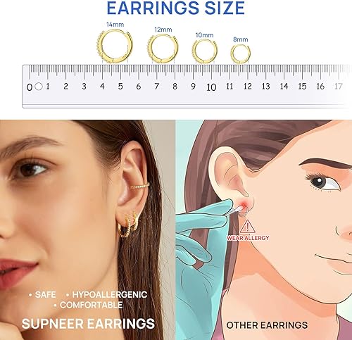Miniatura 2 de Silver Gold Hoop Earrings for Women Trendy Hypoallergenic Earrings Huggie Cartilage Hoop Earrings Piercing Jewelry for Women