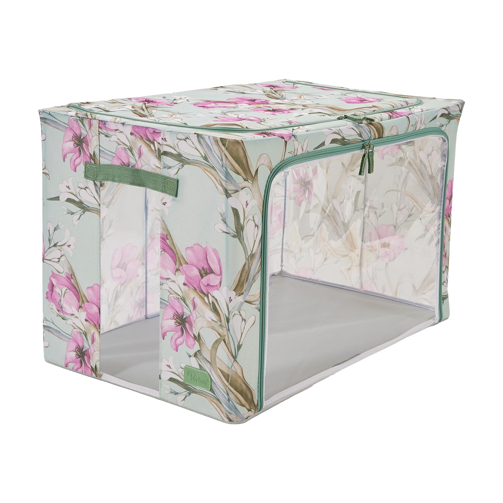Periea ‘Beau’ Folding Collapsible Stackable Fabric Home Storage Boxes with Steel Frames (Black Grey Floral, Large) — view 103