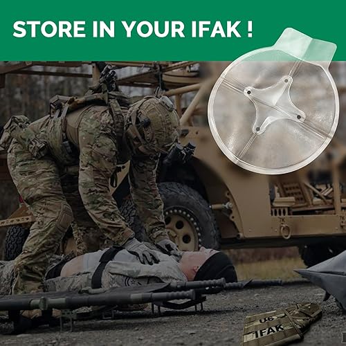 Miniatura 5 de Sello ventilado para el pecho, paquete de 2 unidades, kit de vendaje de emergencia para trauma, 4 rejillas de ventilación, estéril, súper adherente,