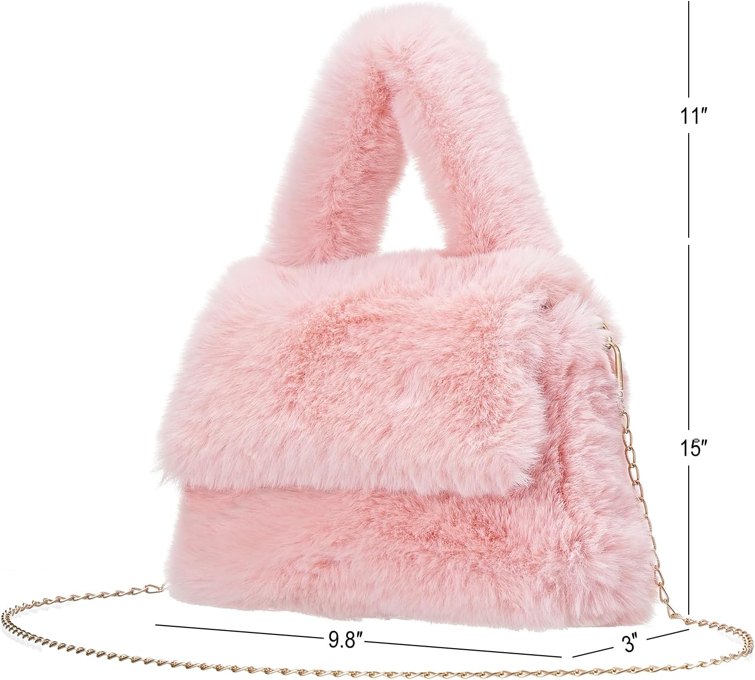 Fluffy Tote Bag for Woman Plush Shoulder Handbag Furry Faux Fur Purse for Winter - Image 4