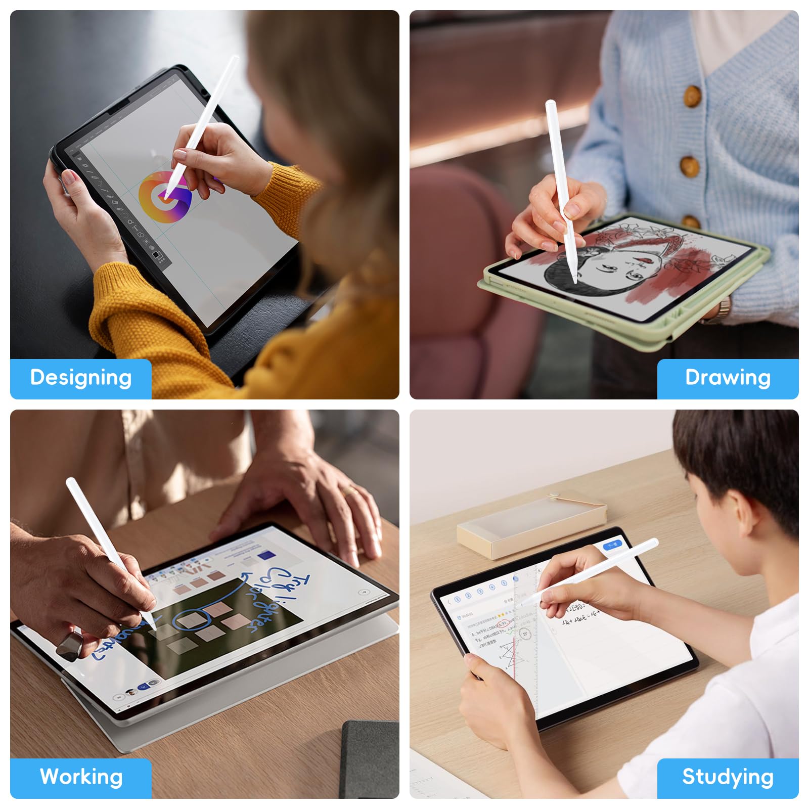Lápiz para Surface con 4096 Niveles de presión, Lápiz magnético Recargable con rechazo de Palma – Compatible con Surface Pro 12-3rd, Go 1-4, Laptop/Studio/Book 1-5, HP, ASUS, Kobo