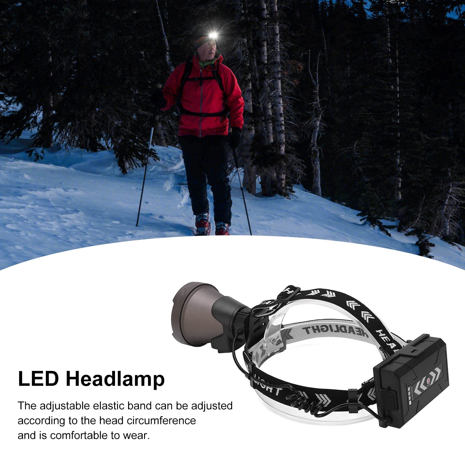 Lampe Frontale LED Haute luminosité, Rechargeable par USB, étanche, pour Camping, Randonnée, Pêche, Activités de Plein Air, Alliage D'aluminium