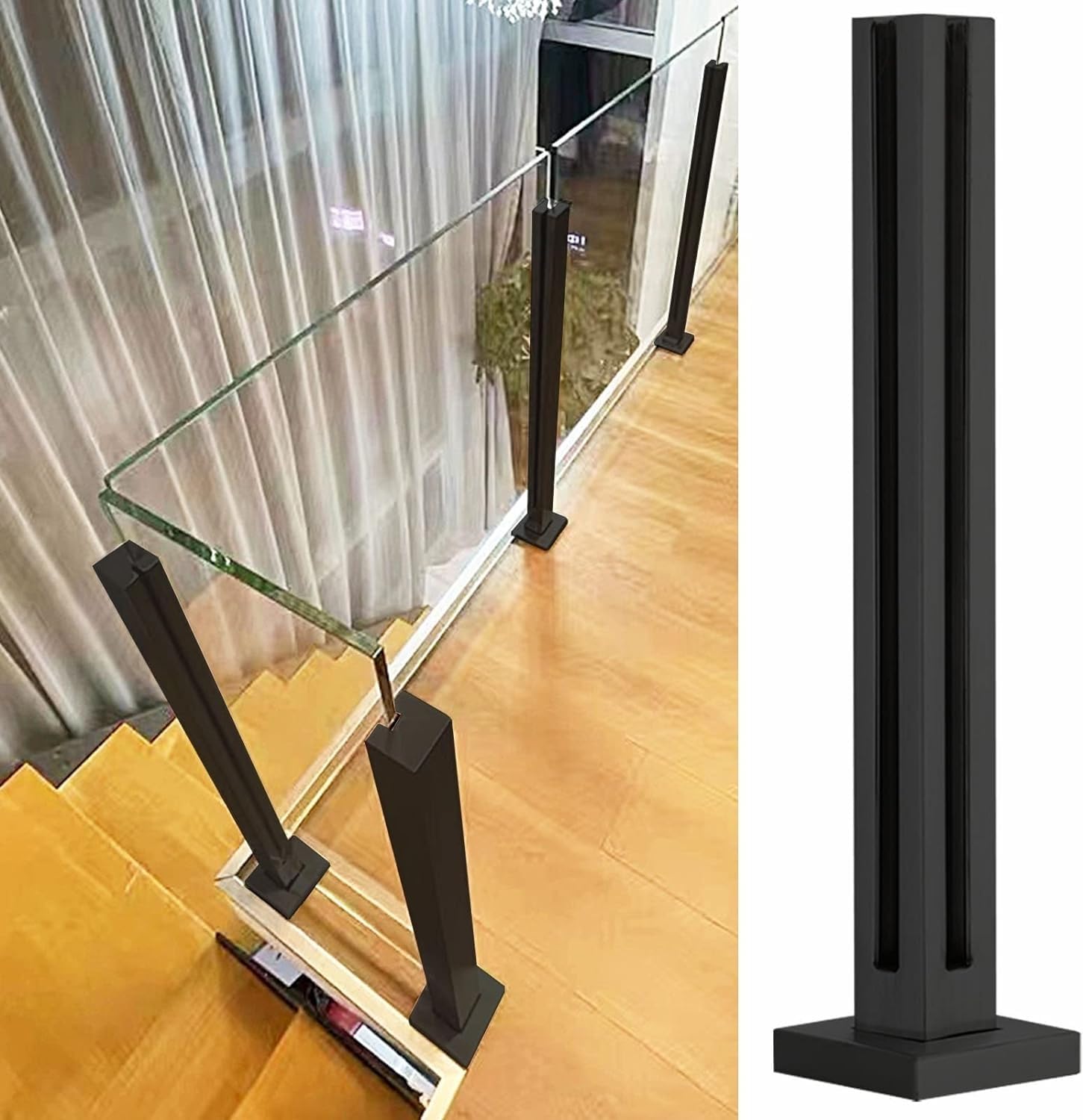 Pince de fixation noire en acier inoxydable 304 pour balustrade