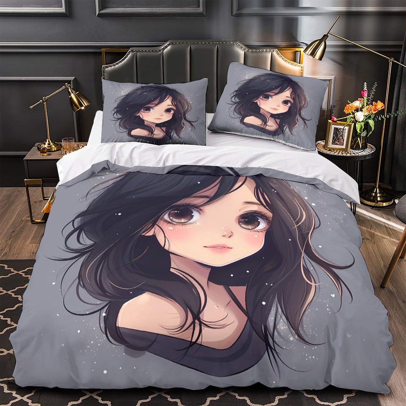 Voxytmlwg Girls Xzgqn06jug98 3D Printed 3 Pcs Bedding Set Bed Decor Hidden Zipper Super Anime Eyes Quilt Cover Durable Wrinkle-Resistant For Adults,Kids,Teenagers Coon Cute Duvet Cover King（220X240cm）