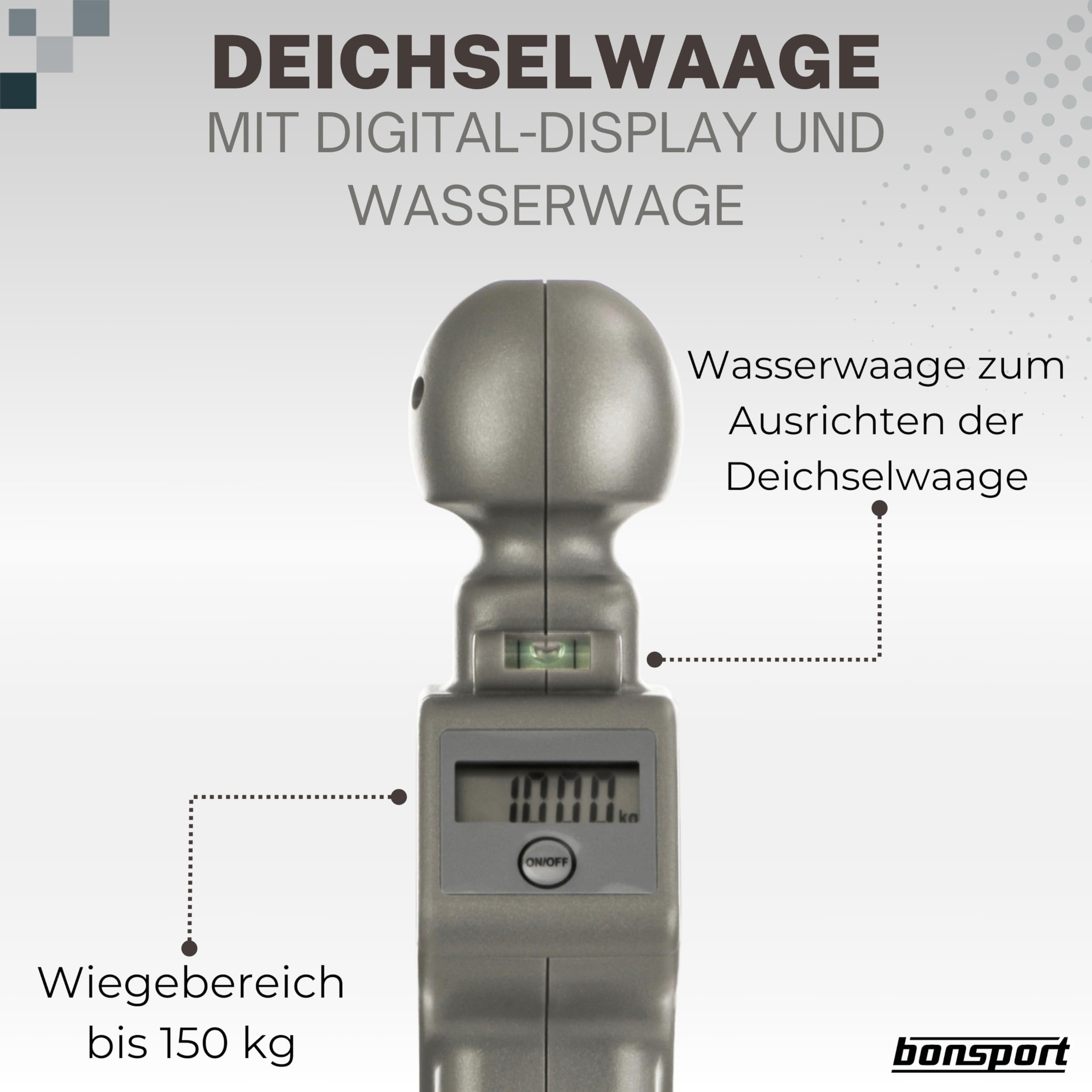 bonsport Stützlastwaage Digital für Wohnwagen & Anhänger - Deichselwaage bis 150 kg für Anhängerkupplung - Anhängerwaage.
