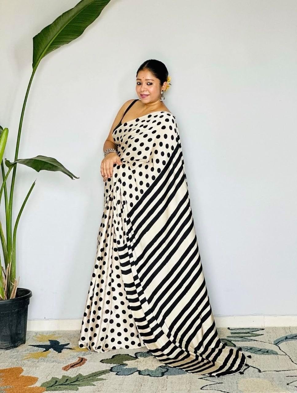 MOHIT CREATIONS Saree for women Original Japan Satin Digital Print Elegant Indian Ethnic Unstitsched Blouse Piece