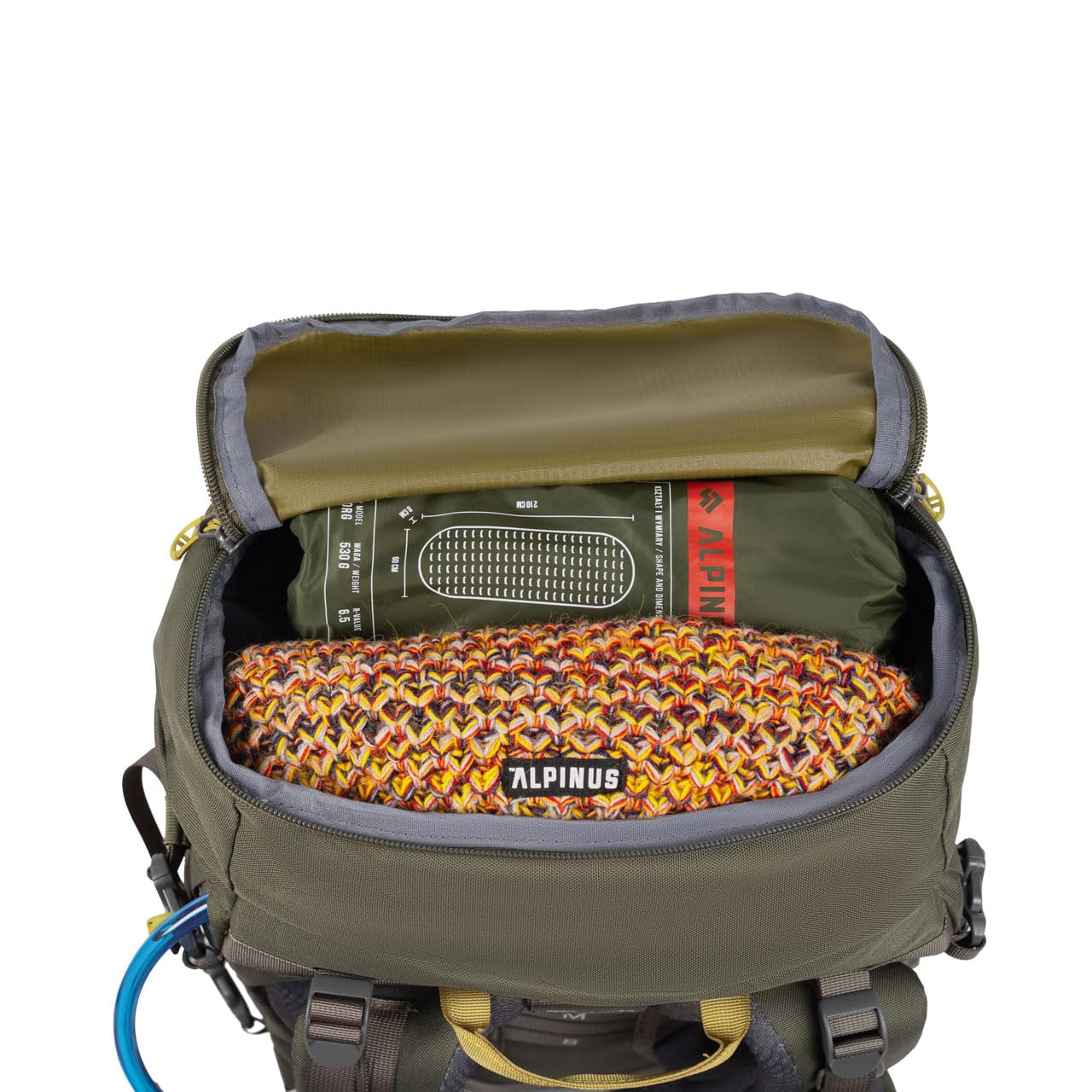 Alpinus - Pinnacle 65L plecak turystyczny, plecak sportowy i outdoorowy, trekkingowy z dużą komorą główną, wytrzymały materiał, ergonomiczny - oliwkowy