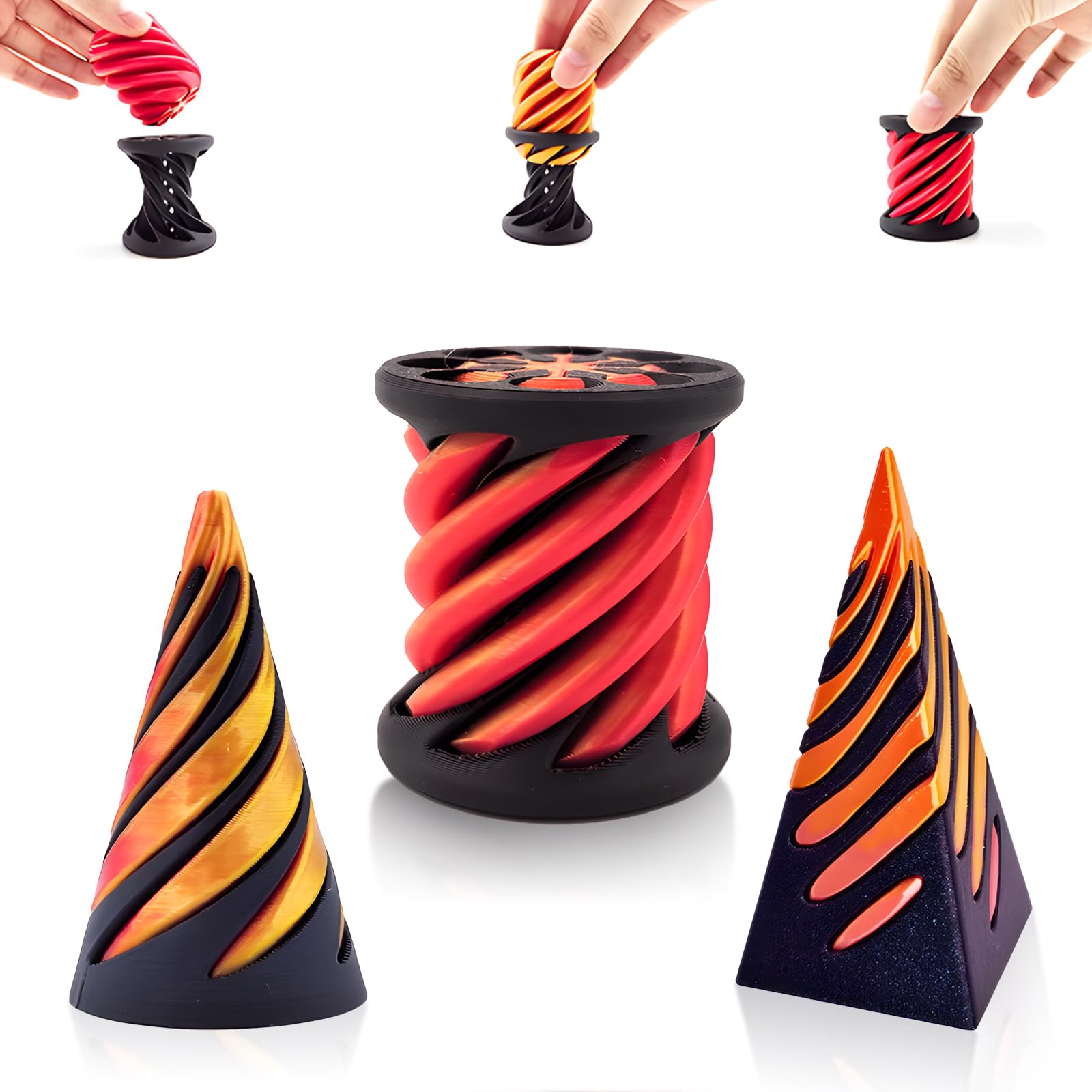Juguete Antiestrés Impossible Cone – Set De 3 Piezas En Espiral, De PLA Ecológico, Ligero Y Decorativo Para Escritorio