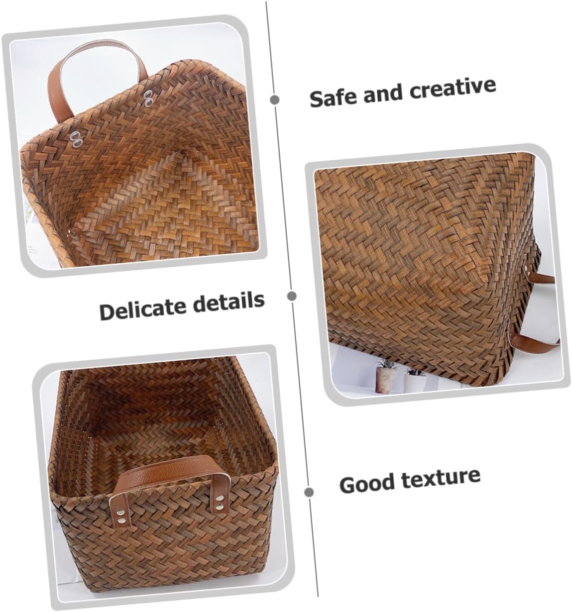 Pastoral Style Woven Storage Basket Medium Multipurpose Hamper for Laundry Books and Home Organization with Portable Design and Elegant Color