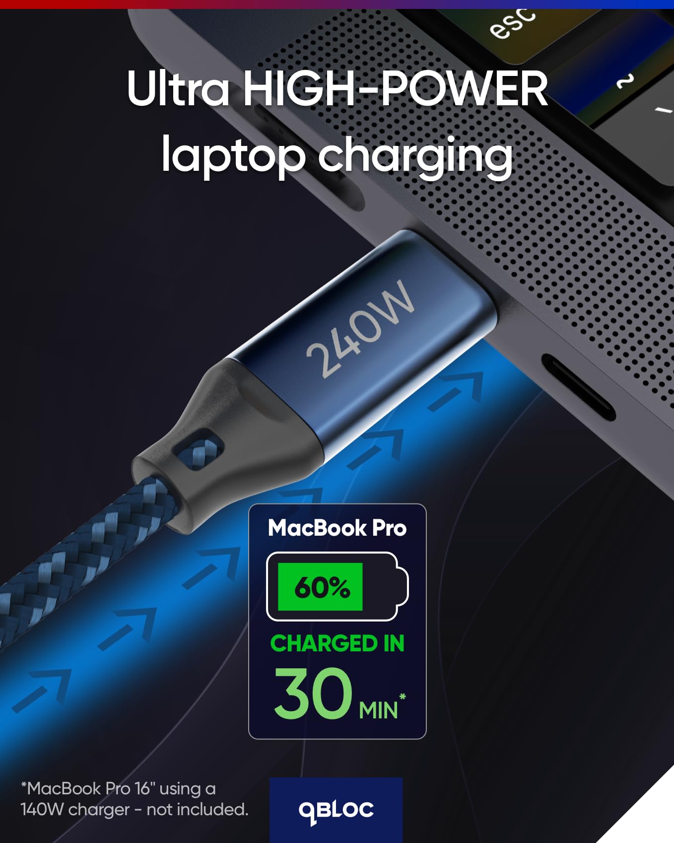 QBLOC Caricabatterie Auto USB C 165W (140W+30W) | 3 In 1 Con USB C E USB A | Adattatore 12/24V Per MacBook, IPhone, Laptop - 3