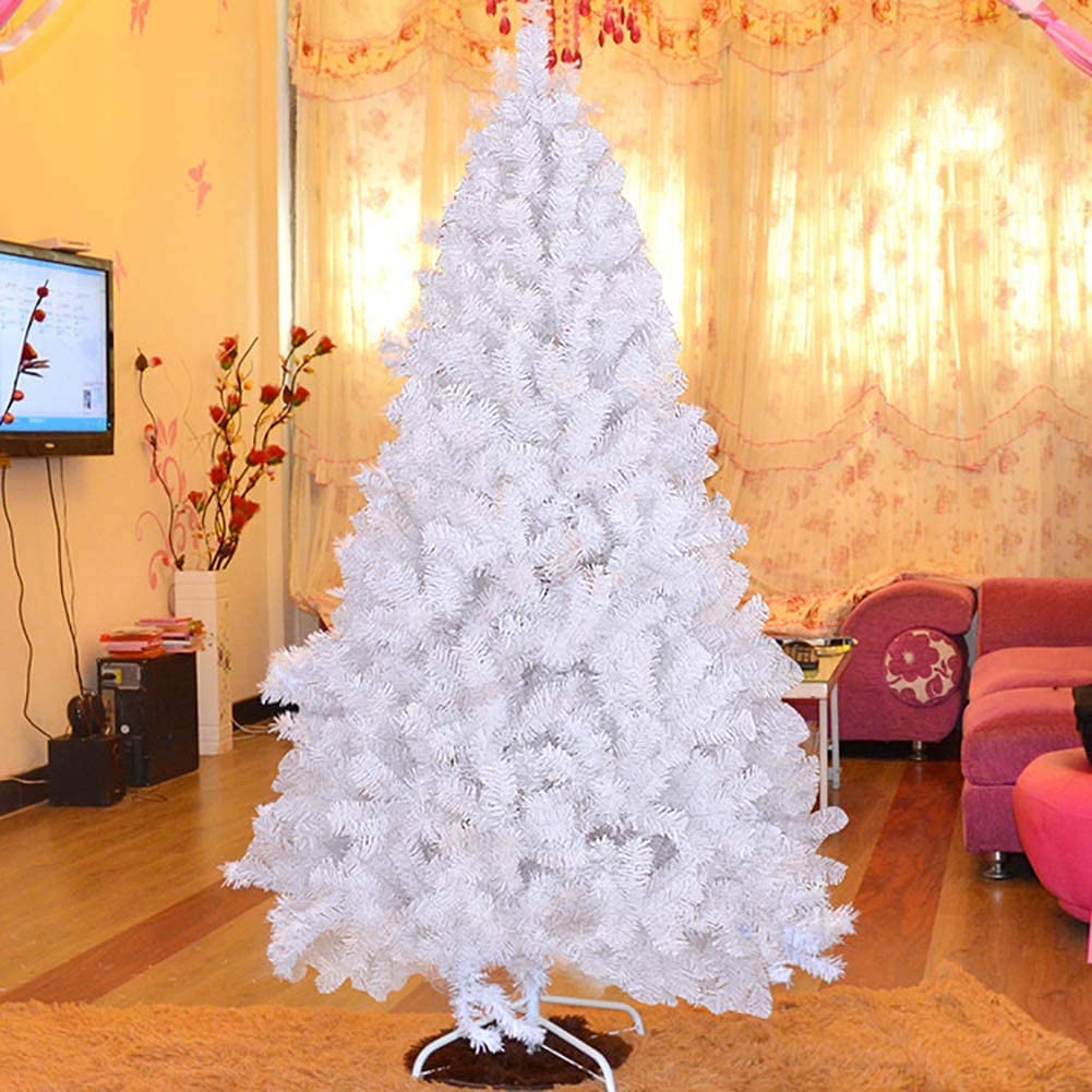 Albero di Natale Moderno Albero di Natale Bianco Albero di Natale Completamente incernierato spento con Supporto in Metallo Albero di Natale Artificiale Bianco 909(Color:White;Size:150cm)