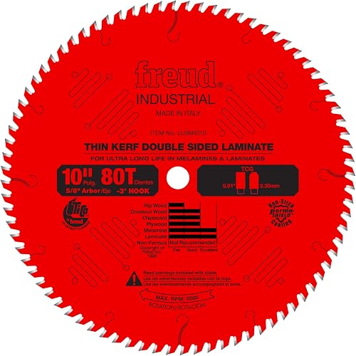 Freud LU96R010: 10" x 80T Thin Kerf Double Sided Laminate/Melamine