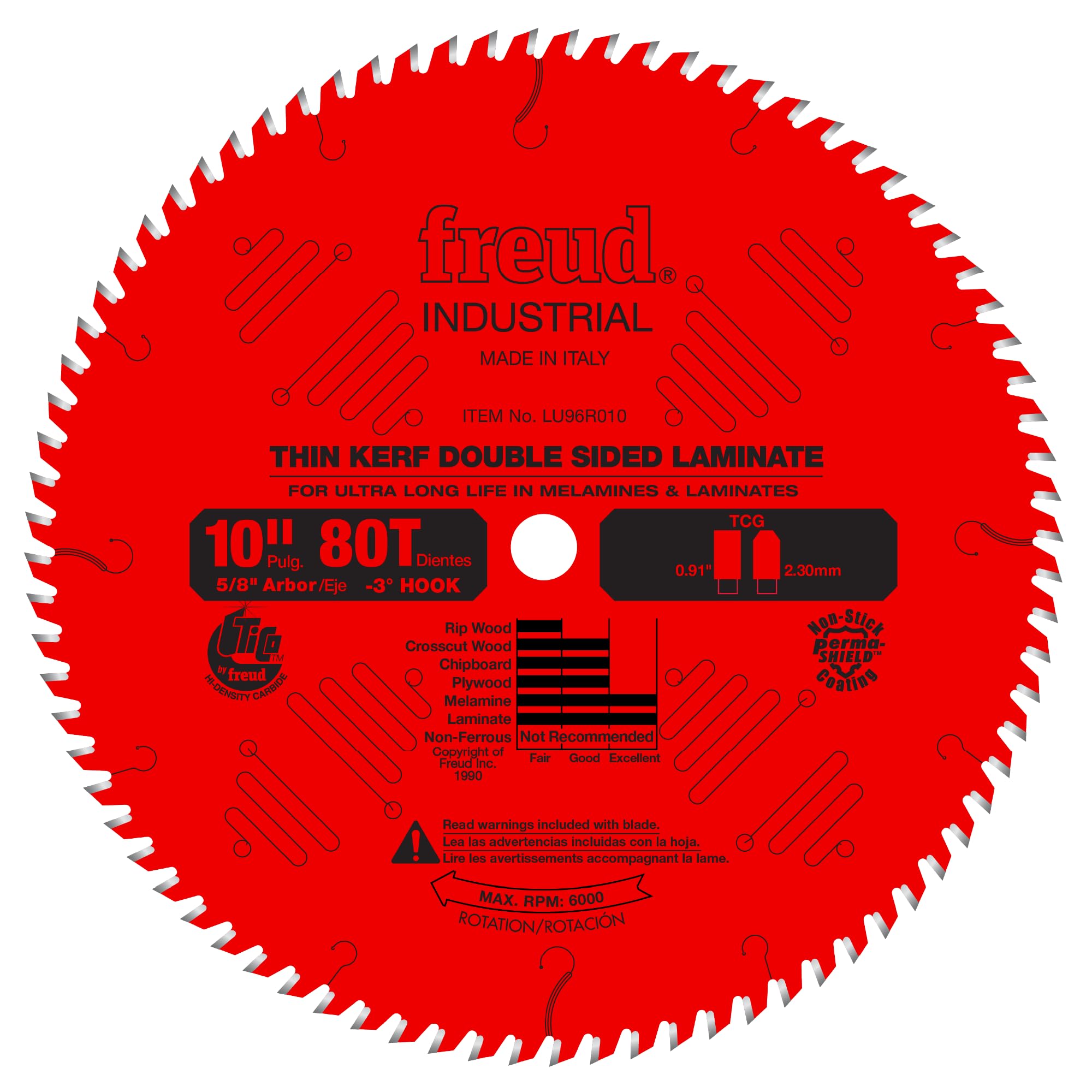 Freud LU96R010: 10" x 80T Thin Kerf Double Sided Laminate/Melamine โ image 1