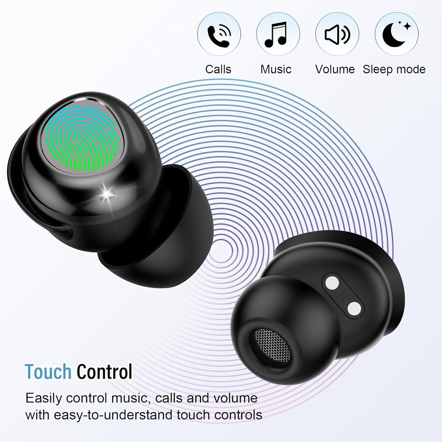 Auriculares Bluetooth, 2026 Mini In Ear Auriculares Inalámbricos Bluetooth 5.4 HiFi Sonido inmersivo, 47 horas de tiempo de reproducción, auriculares para dormir con enmascaramiento de ruido