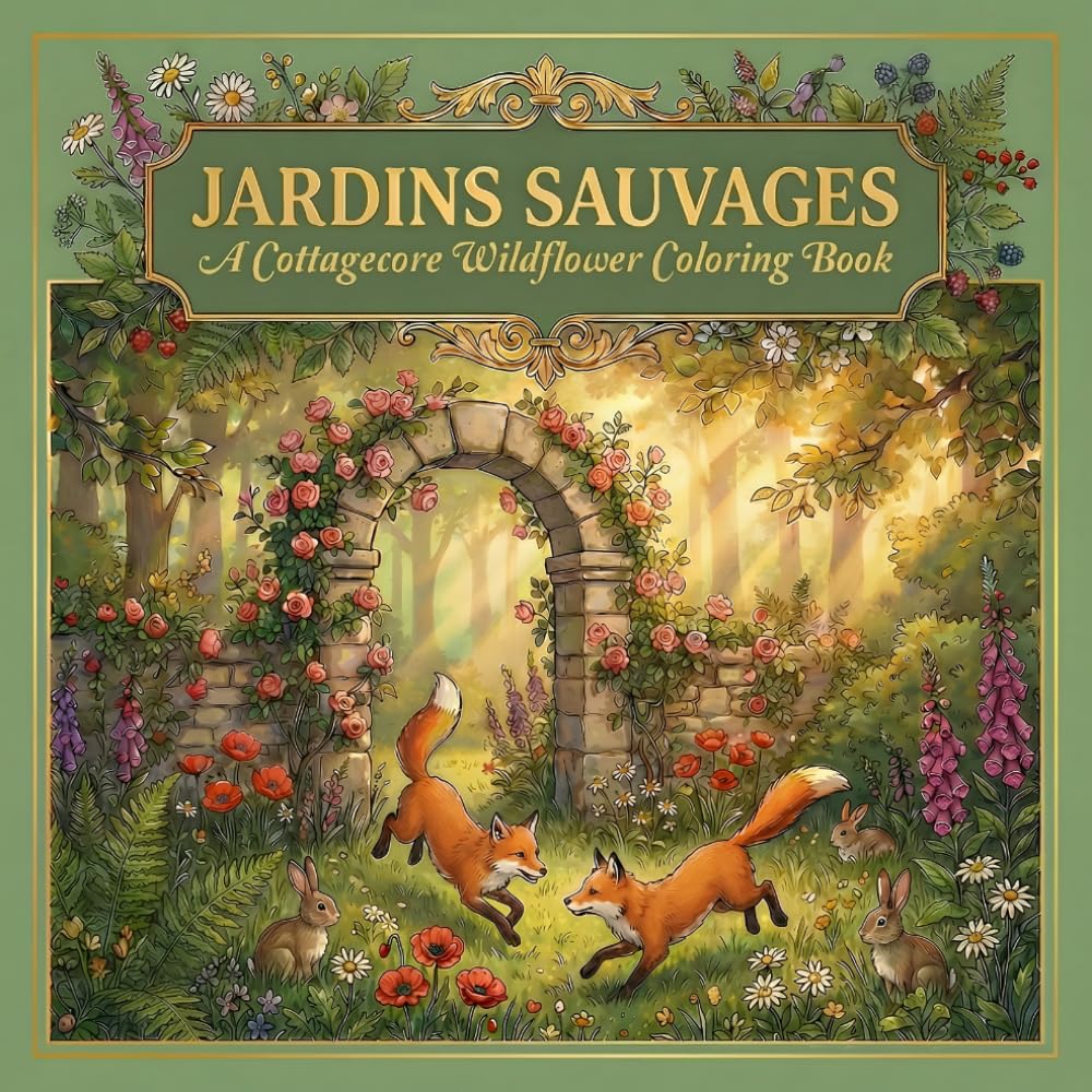 Cottagecore Coloring Book for Adults: Jardins Sauvages: 50 Wildflower Garden Illustrations of Blooming Meadows, Hidden Paths & Woodland Scenes — ... (Fabrique Thélys, The Cottagecore Collection)