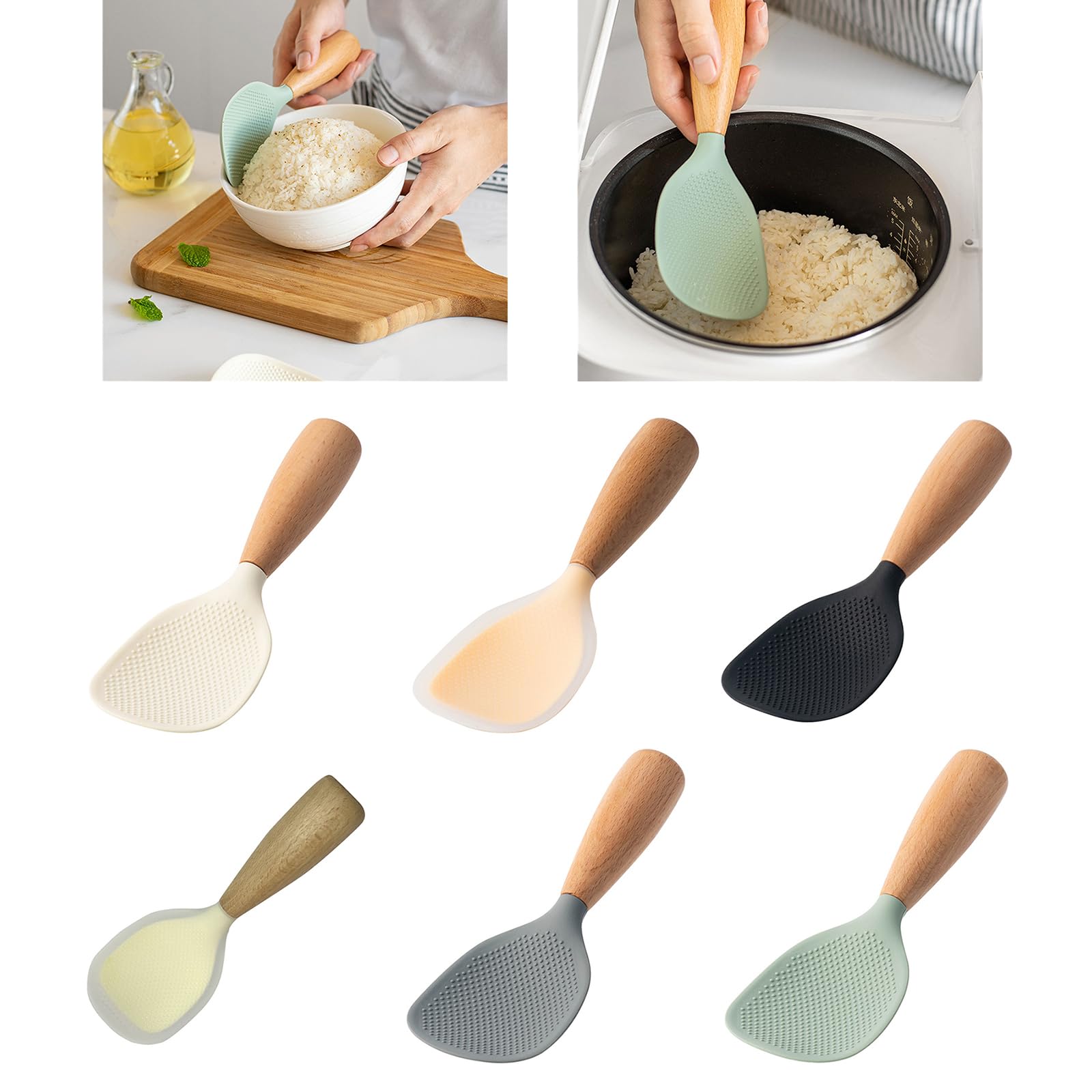 BOGEEL Rice Shovel Silicone Spoon High Temperature Resistance Rice Shovel for Cooking and Serving