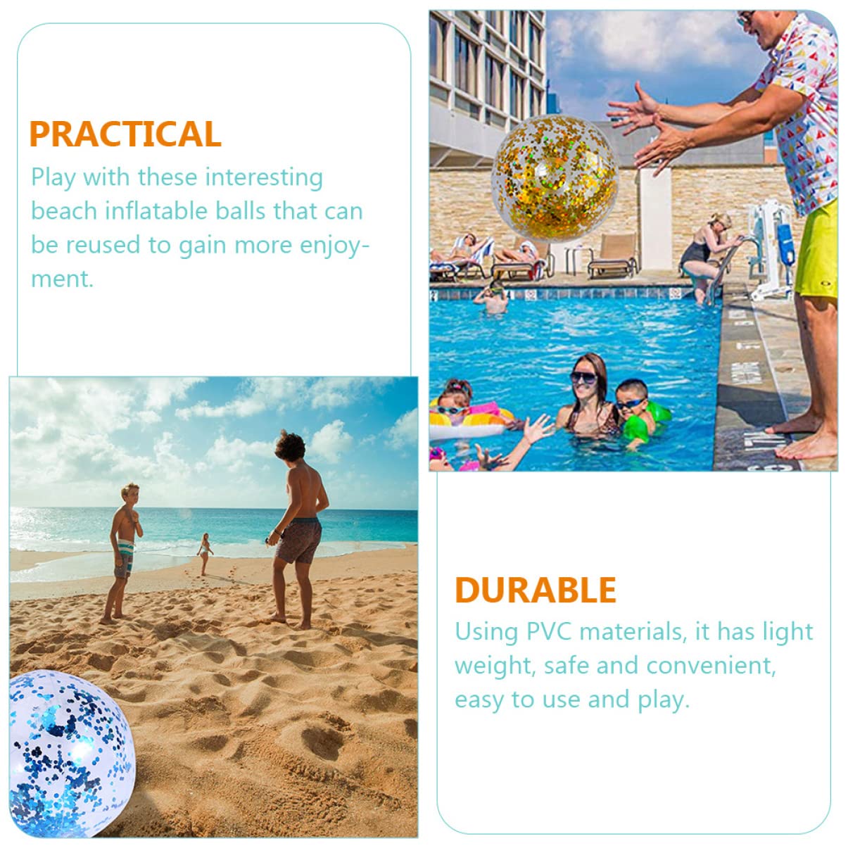 Abaodam Pallone Da Spiaggia Con Paillettes Gonfiabile Giocattolo Da Piscina Palline Piscina Palline Biliardo Palline Glitterate Con Paillettes Giocattoli Con Palline Da Biliardo