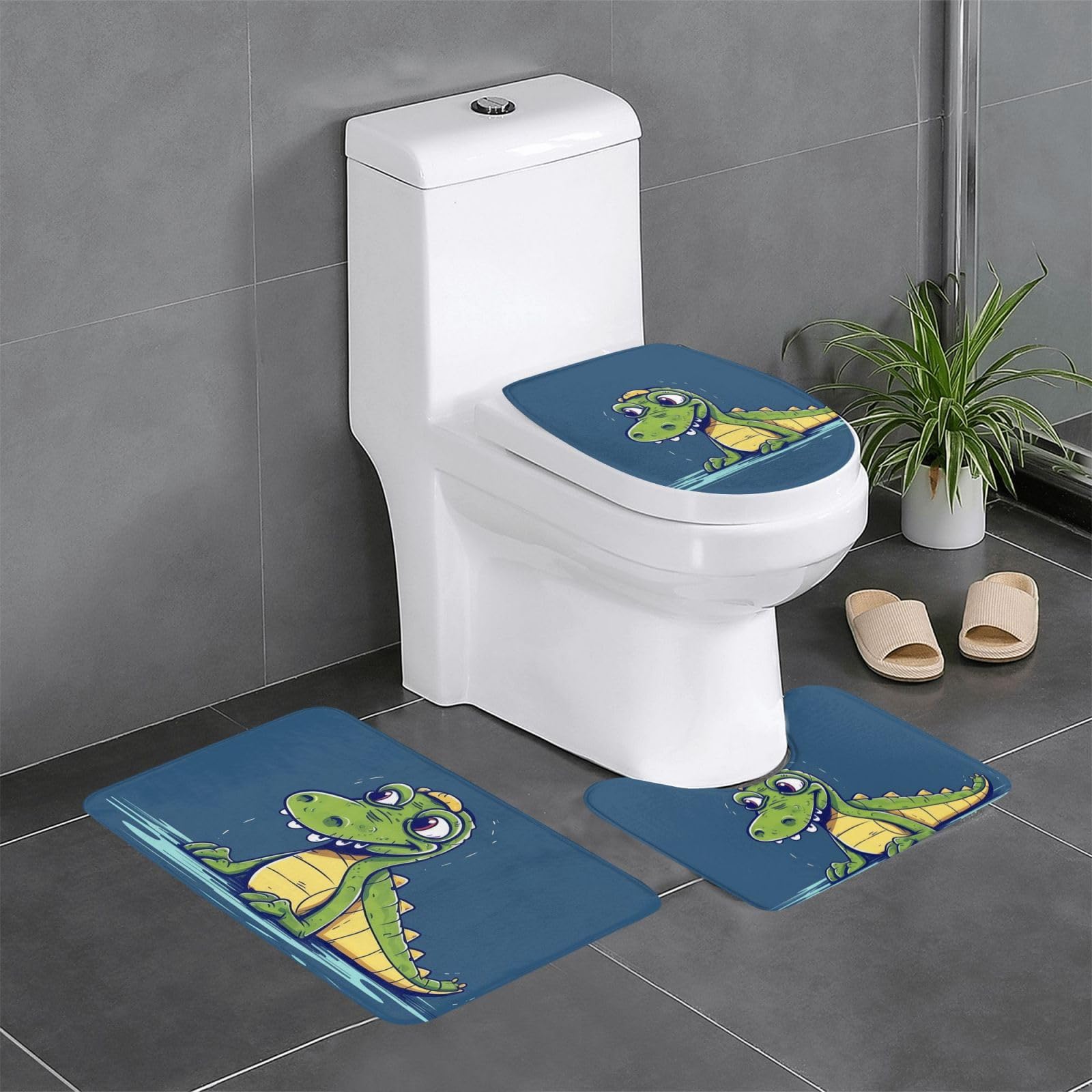 Tapis de bain crocodile dessin animé pour égayer la douche des enfants