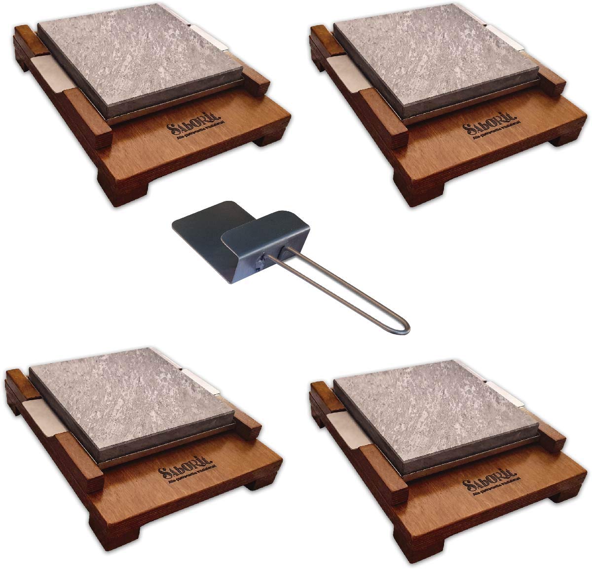 Pierre à viande personnalisée de 20 x 20 cm promo de 4 unités plus élévateur