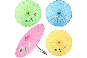 Dunzy 4 Pack Vintage Chinese Hand Painted Batwing Umbrella