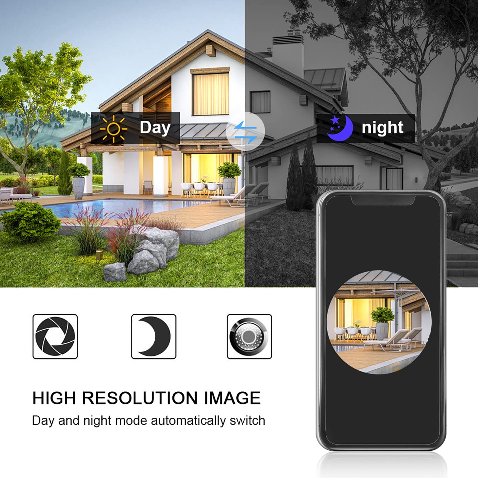 Cryfokt Timbre de Vídeo con Control Remoto WiFi Inteligente, Cámara Infrarroja Inalámbrica con Detección de Movimiento PIR y Gran Angular de 166°, Comunicación Bidireccional con
