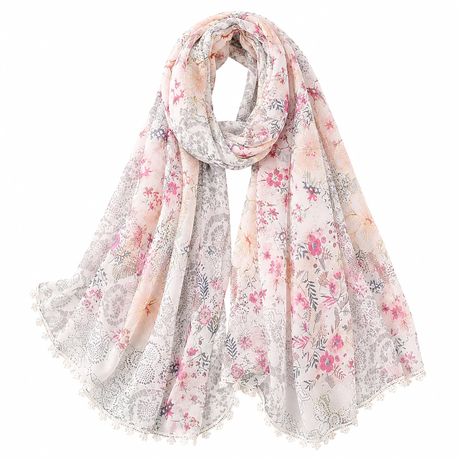 FAIRYGATE Ladies Scarfs Gifts Flower Scarf Lightweight Soft Shawl Women's Scarves & Wraps 7036