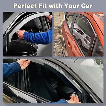 Wind Deflectors Compatible For Audi A3 / S3 MK2 2004-2012 5 Door Sportback/Hatchback 4pc Set, Keep Your Car Ventilated in Rain, Tinted In-Channel, 10pc Clips Accessories