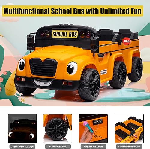 Miniatura 5 de POSTACK Auto de paseo para niños de 24 V con control remoto, auto de 2 plazas, autos eléctricos de 6 ruedas para que los niños conduzcan, camión de