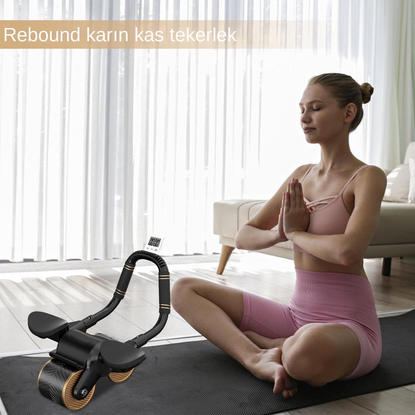 Ab Wheel Roller – Rueda de ejercicio AB Roller | Rodillo AB con soporte para codo y temporizador | Cilindro de rueda abdominal portátil | Abs rueda Roller | Abs Damen Herren Home Gym