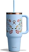 Vista 53 de Hydro Flask - Vaso de viaje con asa, tapa y pajilla, acero inoxidable térmico, 32 onzas, color azul