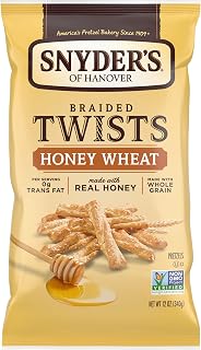 Snyder's of Hanover Honey Wheat Braided Pretzel Twists, 12oz - Sweet Crunchy Whole Wheat Snack for Dipping