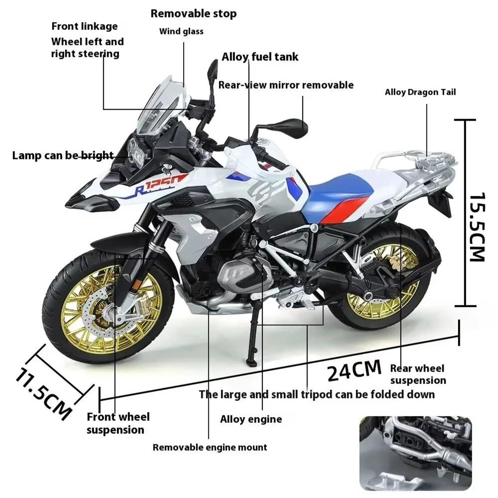 Modello in scala di moto Modellino Di Motocicletta Per BMW R1250GS R 1250GS R1250 GS 1250 In Scala 1/9 Pressofuso Modellismo Giocattolo