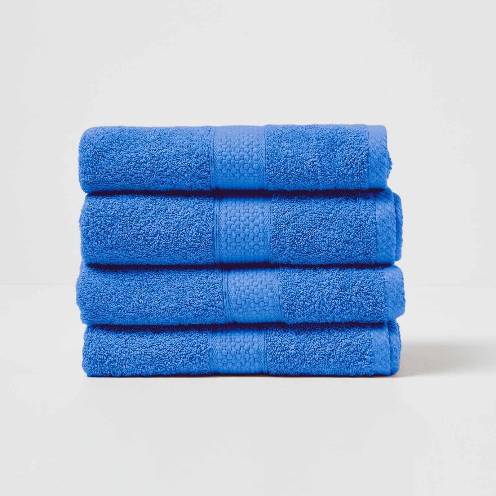 HOMESCAPES Royal Blue Turkish Cotton Set of 4 Hand Towels Super Soft Thick & Absorbent 500 GSM Towel Heavy Weight for everyday Luxury