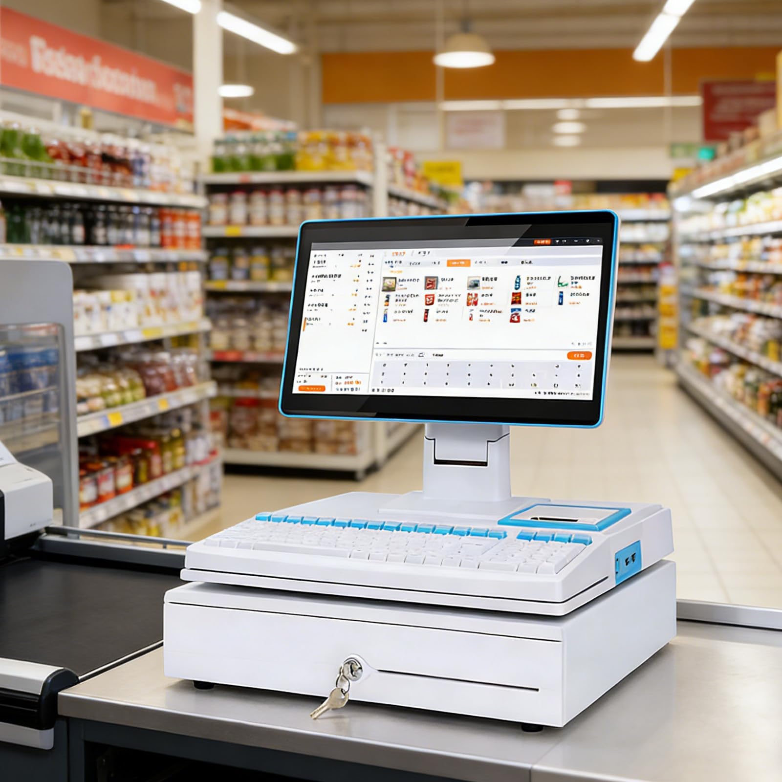 15.6" Caja Registradora, Caja Registradora, con Pantalla Táctil, Caja Registradora Todo En Uno, 8 GB De Ram, 128 GB De Almacenamiento, para Restaurantes, Pequeñas Empresas White